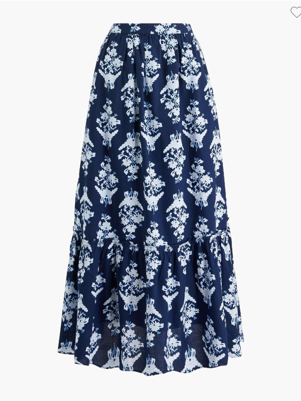J. Crew Ruffle Flounce Maxi Skirt in Antique Navy Bright Per - Size XS